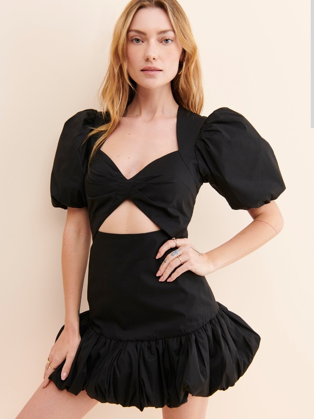 Ronny Kobo Black Gweneth Poplin Mini Dress- Medium